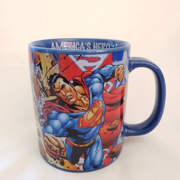 Superman “Americas Hero” Blue 16 Oz Coffee Mug/Cup - DC Comics - Extra Large - Picture 2 of 8